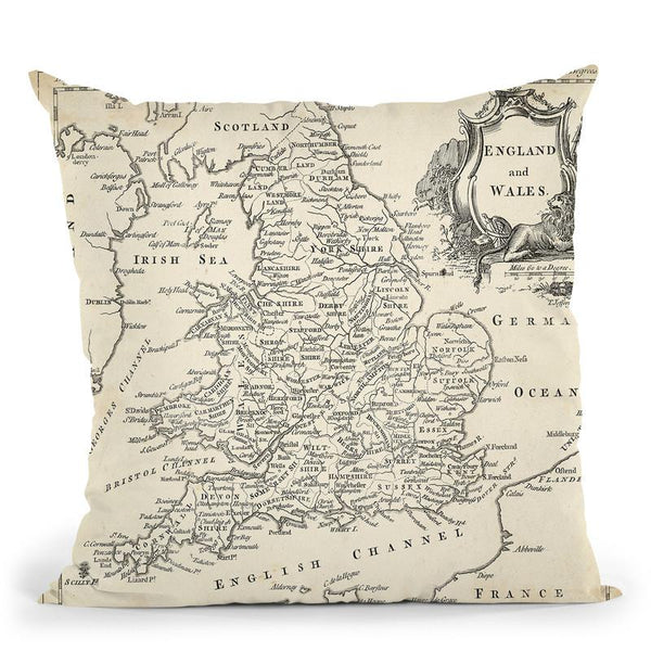 Map Of England & Wales Throw Pillow By World Art Group