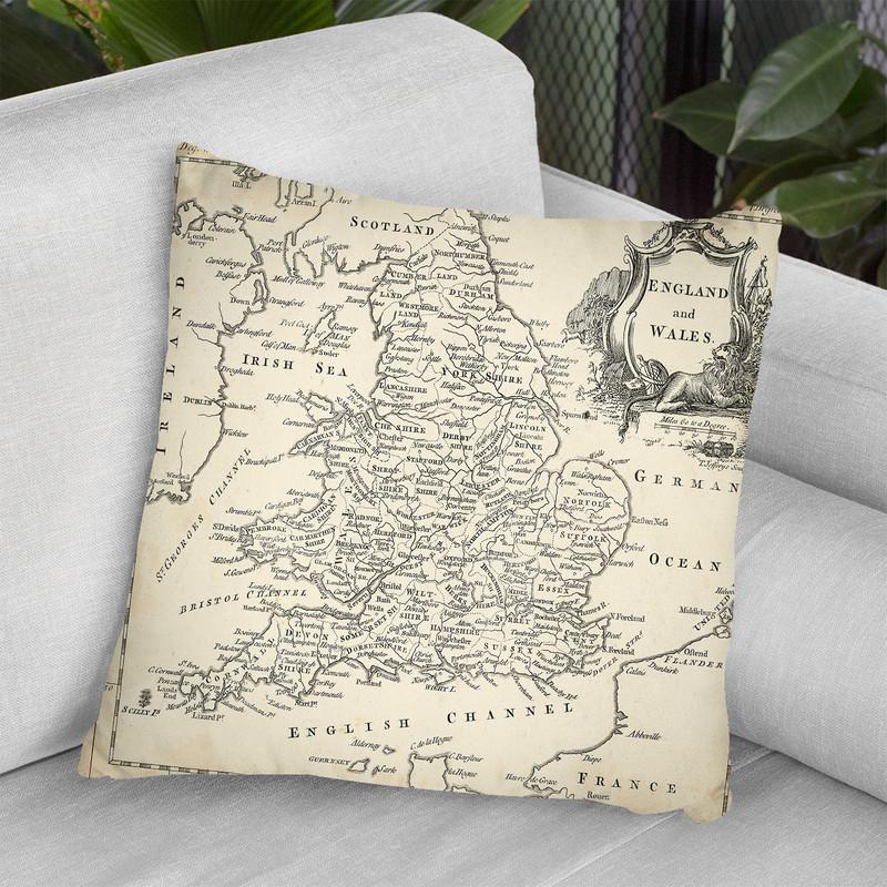 Map Of England & Wales Throw Pillow By World Art Group