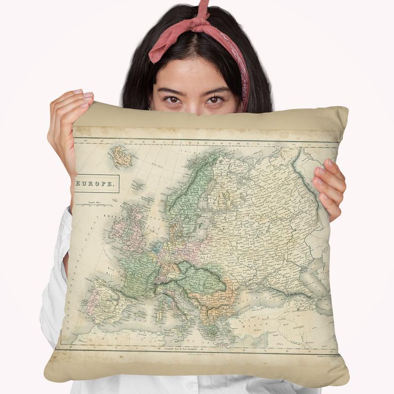 Map Of Europe Throw Pillow By World Art Group