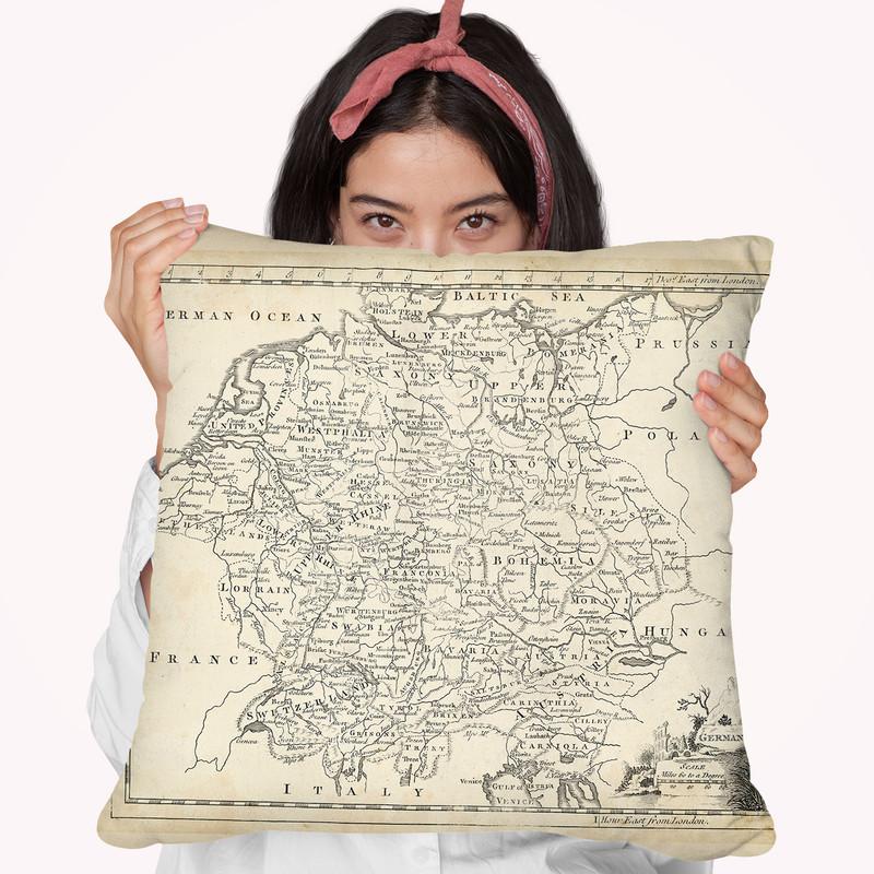 Map Of Germany Throw Pillow By World Art Group
