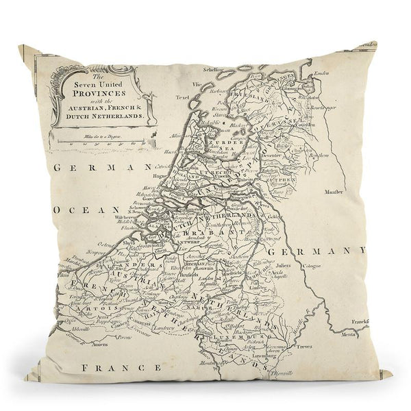 Map Of Netherlands Throw Pillow By World Art Group