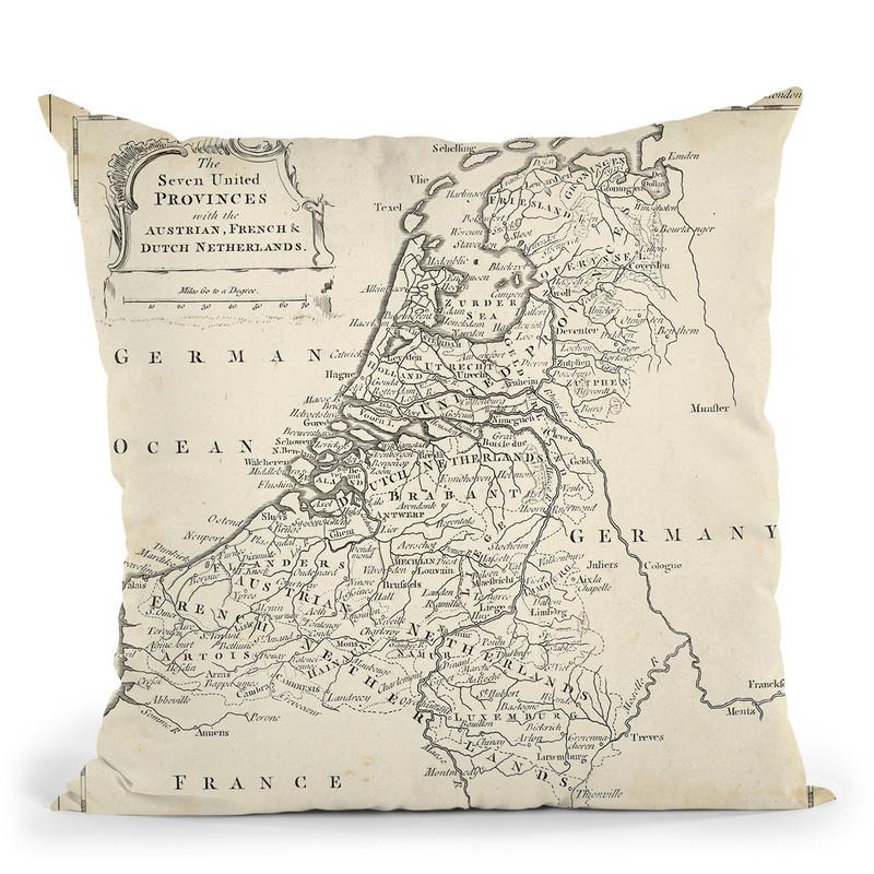 Map Of Netherlands Throw Pillow By World Art Group
