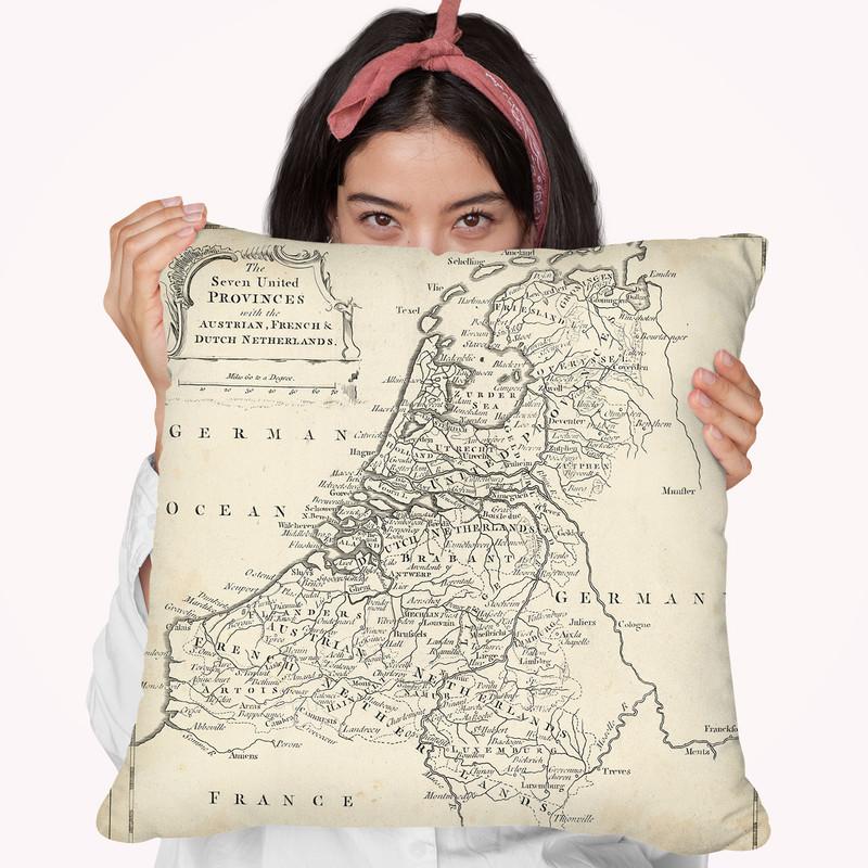 Map Of Netherlands Throw Pillow By World Art Group