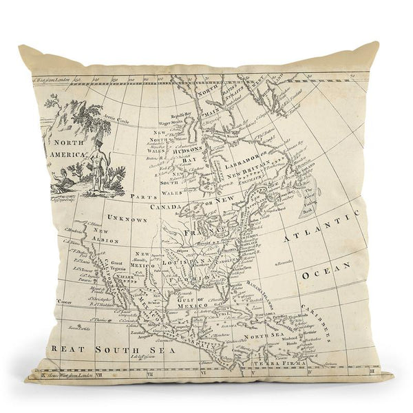 Map Of North America Throw Pillow By World Art Group