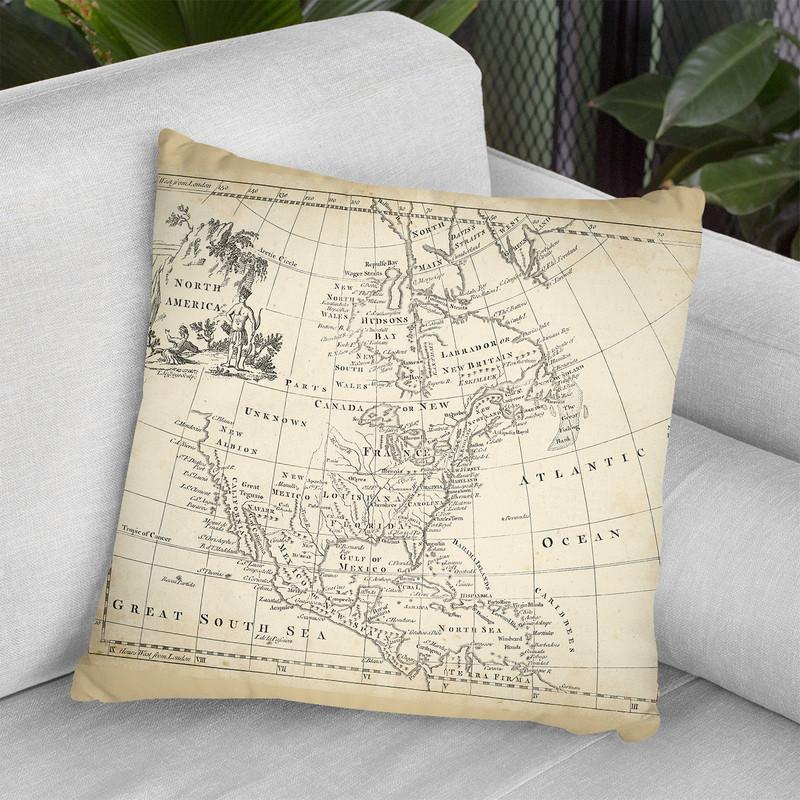 Map Of North America Throw Pillow By World Art Group