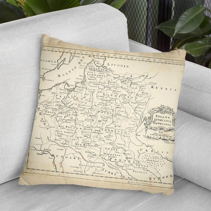 Map Of Poland Throw Pillow By World Art Group