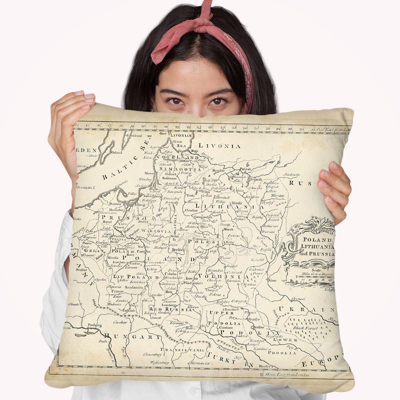Map Of Poland Throw Pillow By World Art Group