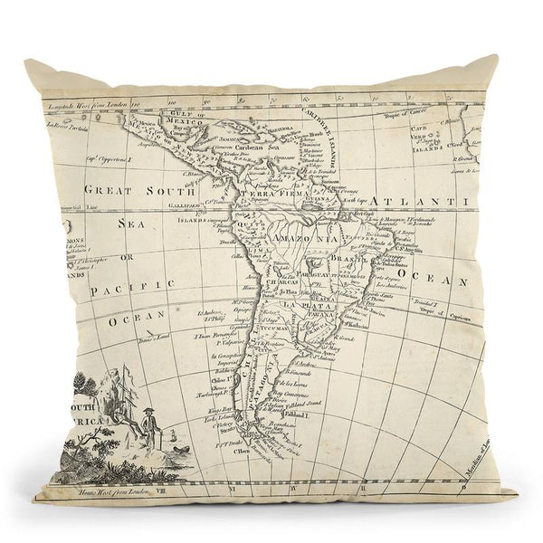 Map Of South America Throw Pillow By World Art Group