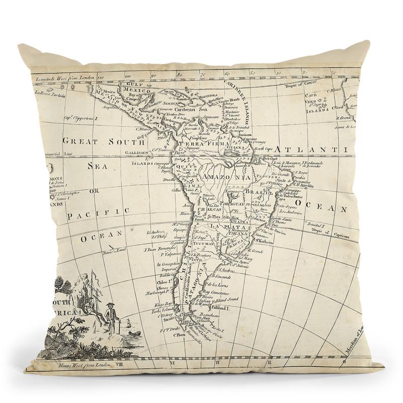 Map Of South America Throw Pillow By World Art Group