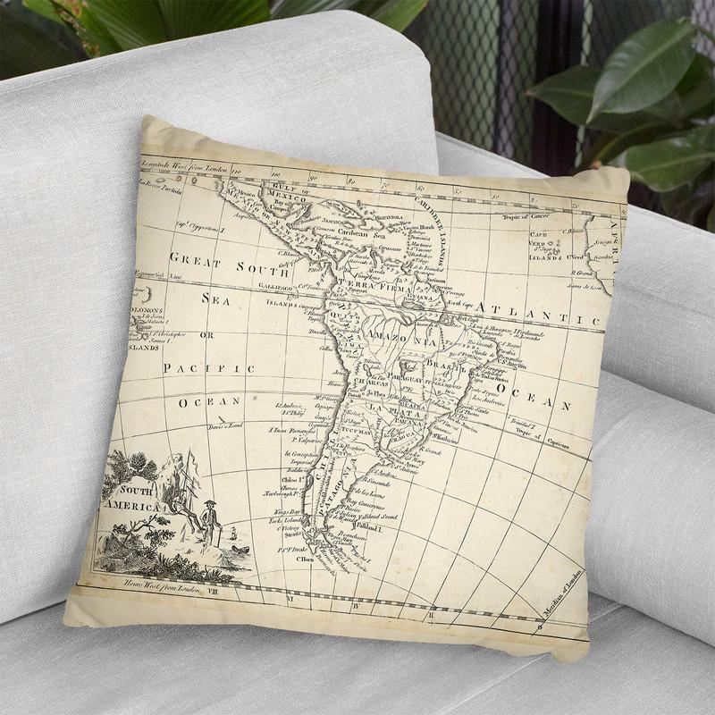 Map Of South America Throw Pillow By World Art Group
