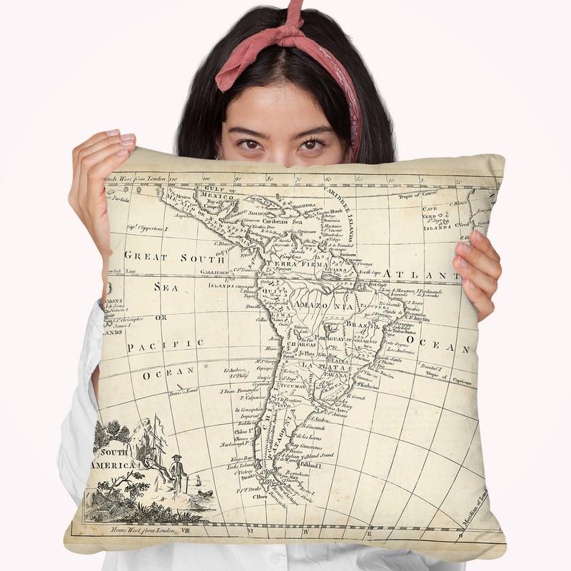 Map Of South America Throw Pillow By World Art Group