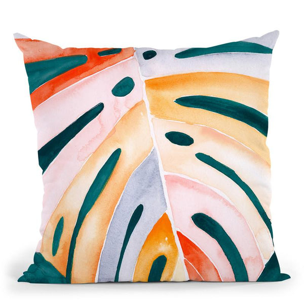 Multicolor Monstera I Throw Pillow By World Art Group