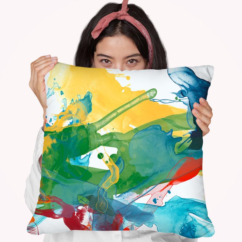 Primary Abstract I Throw Pillow By World Art Group
