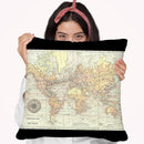 Printed World Map Ii Throw Pillow By World Art Group