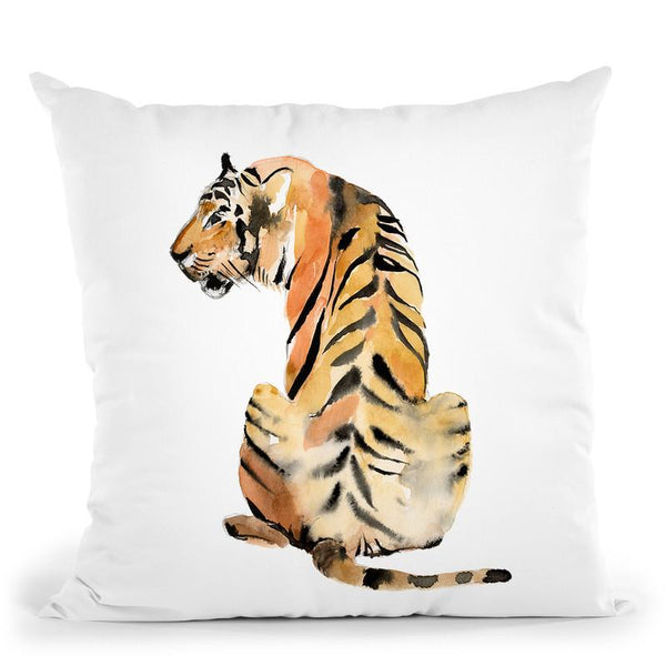 Sitting Tiger Ii Throw Pillow By World Art Group