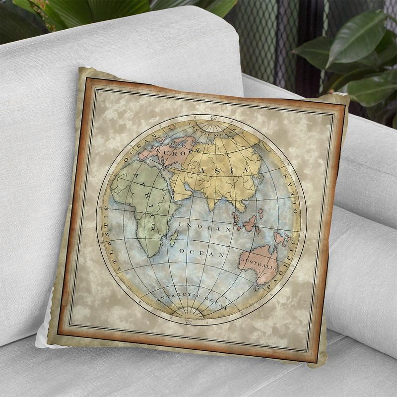 Small Eastern Hemisphere (U) Throw Pillow By World Art Group