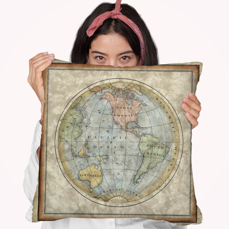 Small Western Hemisphere (U) Throw Pillow By World Art Group