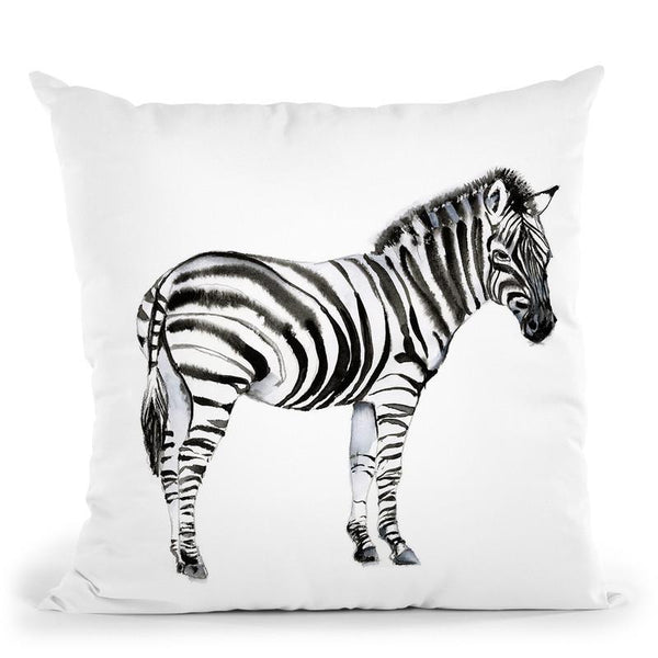Standing Zebra I Throw Pillow By World Art Group