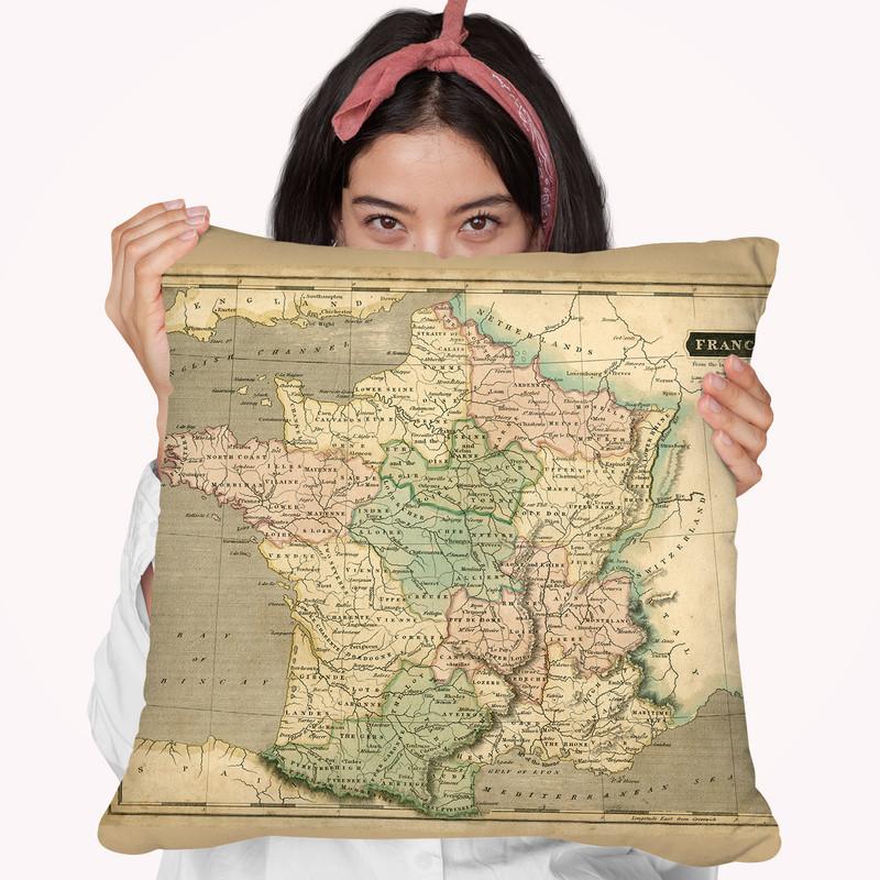 Thomsons Map Of France Throw Pillow By World Art Group