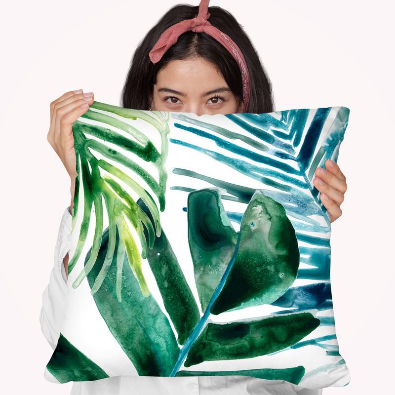 Tropical Leaf Medley I Throw Pillow By World Art Group