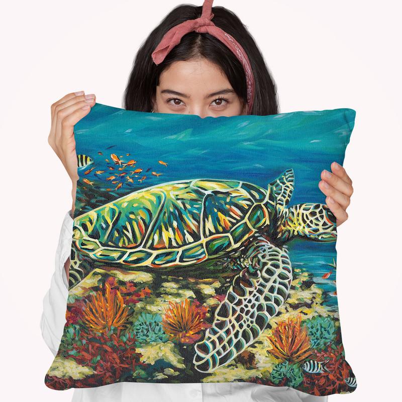 Deep Sea Swimming Ii Throw Pillow By World Art Group