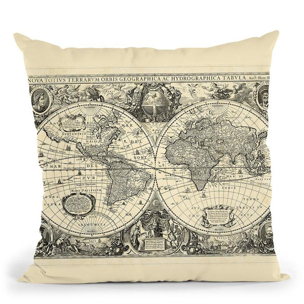 Vintage World Map Throw Pillow By World Art Group