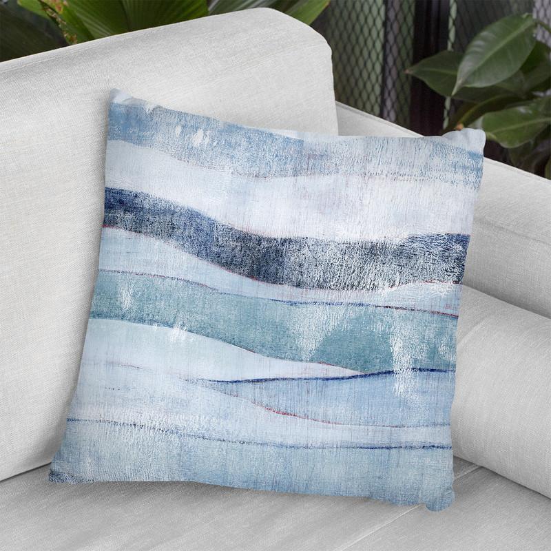 White Out In Blue I Throw Pillow By World Art Group