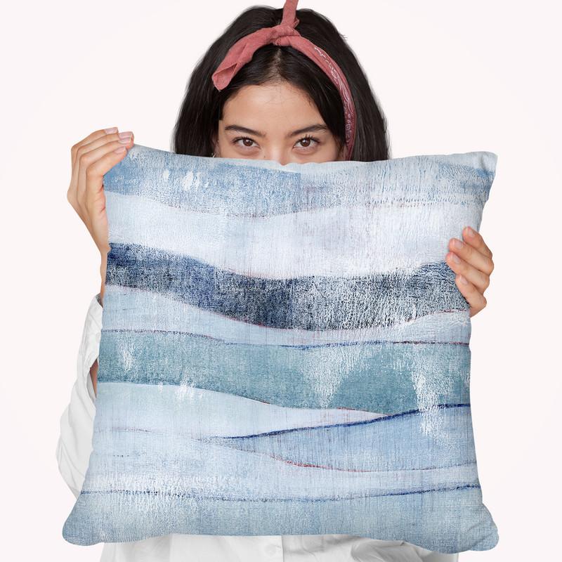 White Out In Blue I Throw Pillow By World Art Group