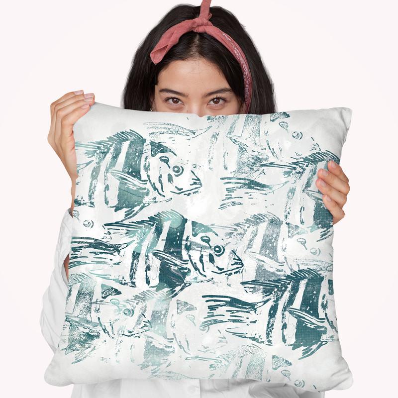 Sealife Batik I Throw Pillow By World Art Group