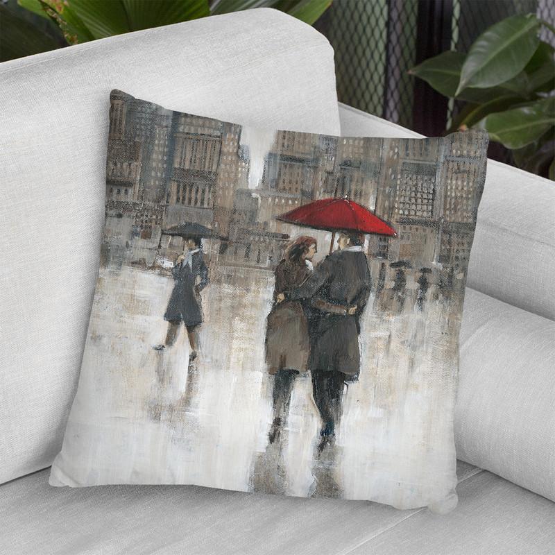 Rain In The City Ii Throw Pillow By World Art Group