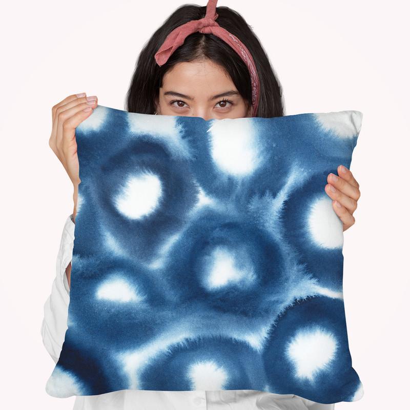 Indigo Bleed Ii Throw Pillow By World Art Group
