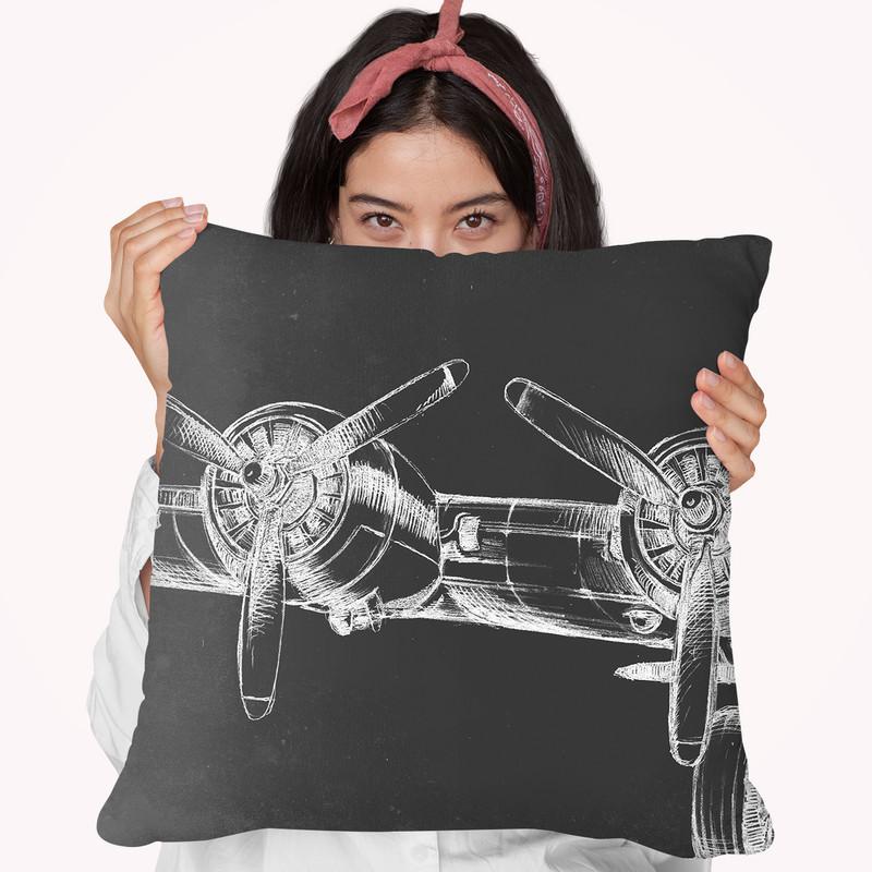 Graphic Plane Triptych I Throw Pillow By World Art Group