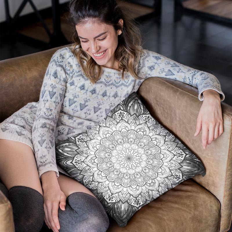 Ornate Mandala - White Throw Pillow By Yantart Designs