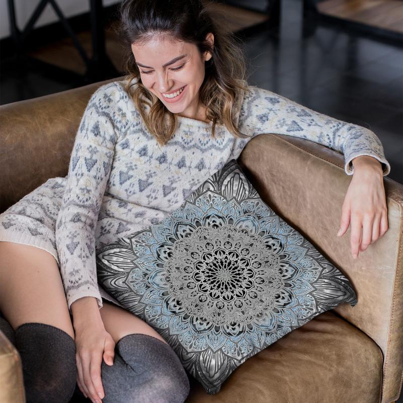 Ornate Mandala - Gray Throw Pillow By Yantart Designs
