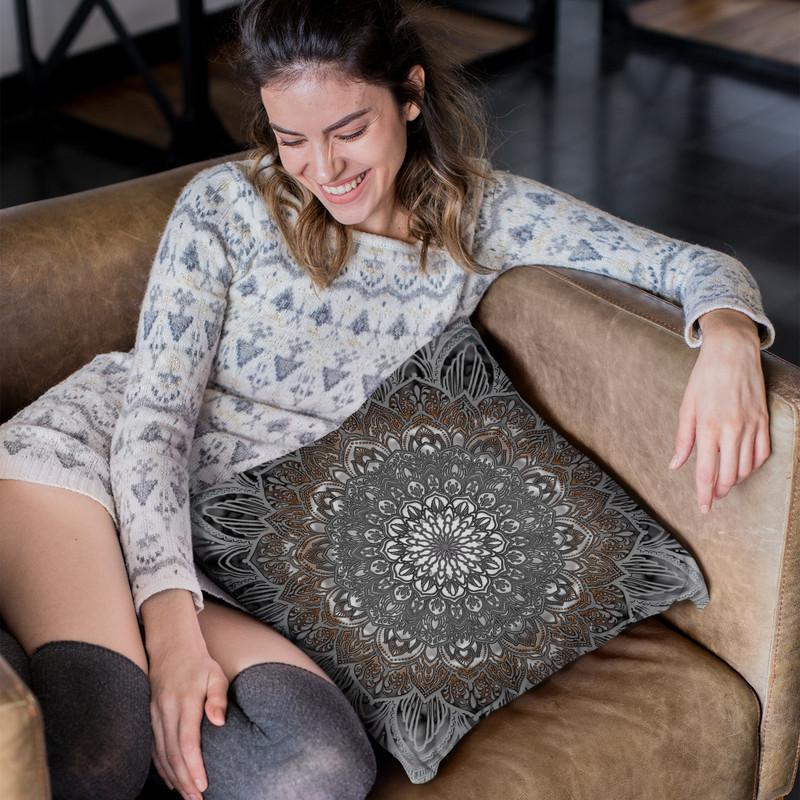 Ornate Mandala - Brown Throw Pillow By Yantart Designs