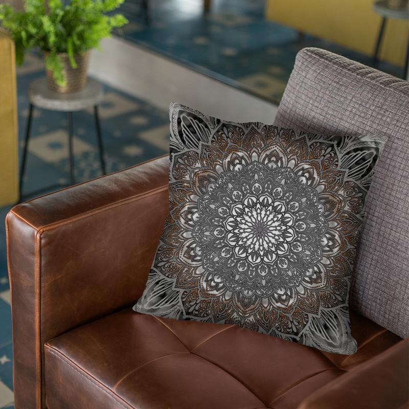 Ornate Mandala - Brown Throw Pillow By Yantart Designs
