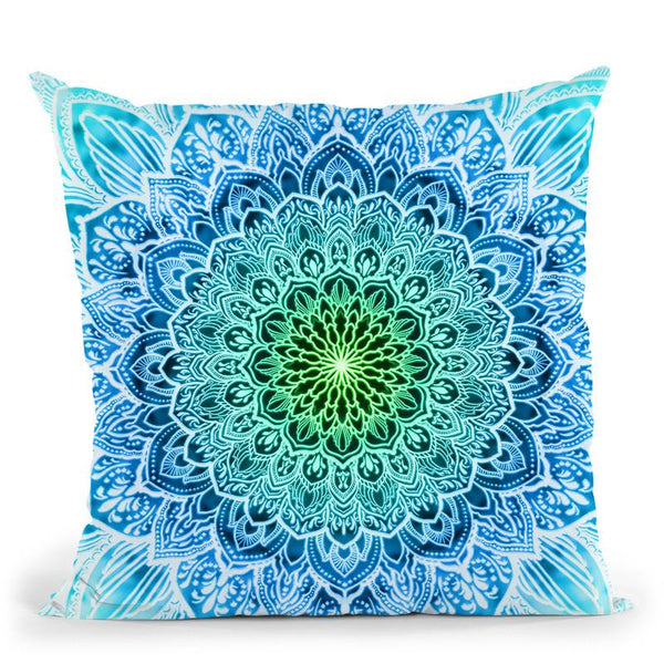 Ornate Mandala - Blue Throw Pillow By Yantart Designs