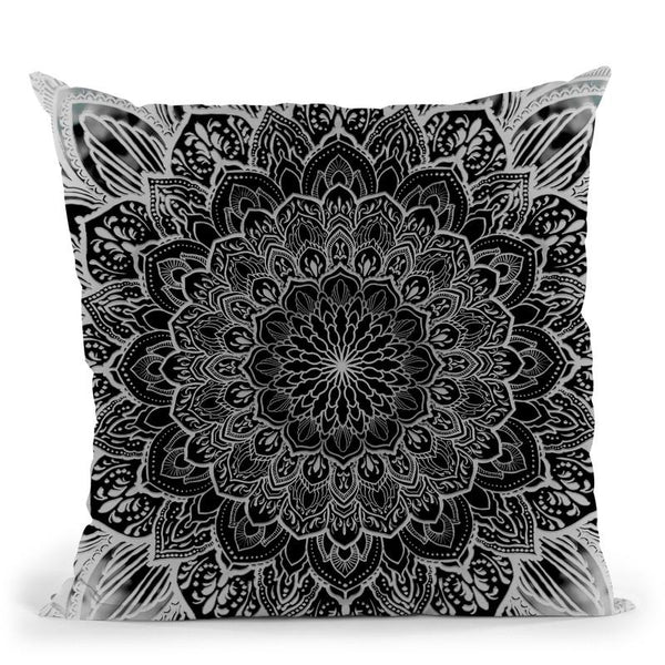 Ornate Mandala - Black Throw Pillow By Yantart Designs