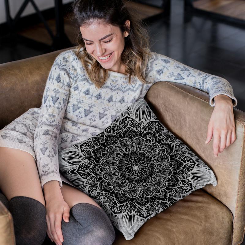 Ornate Mandala - Black Throw Pillow By Yantart Designs