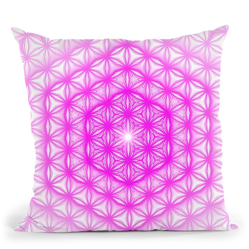 Flower Of Life Pattern - Teal Pink Throw Pillow By Yantart Designs