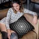 Flower Of Life Pattern - Bright Black Throw Pillow By Yantart Designs