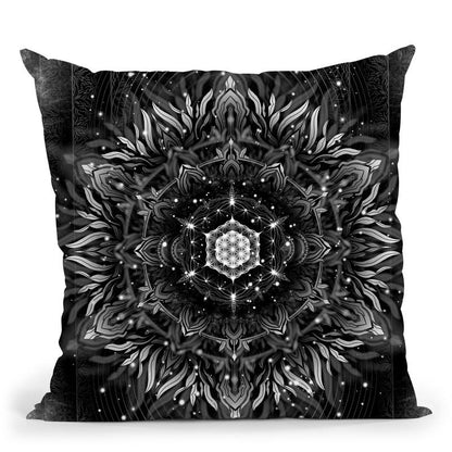 Aligned Flower - Acidmath Black Throw Pillow By Yantart Designs