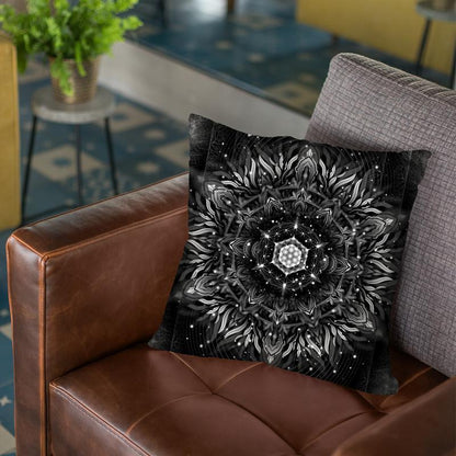 Aligned Flower - Acidmath Black Throw Pillow By Yantart Designs