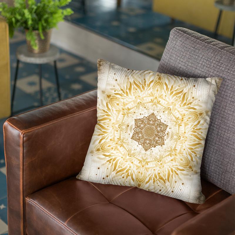 Aligned Flower - Clear Gold Throw Pillow By Yantart Designs