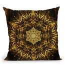 Aligned Flower - Gold Throw Pillow By Yantart Designs