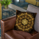 Aligned Flower - Gold Throw Pillow By Yantart Designs