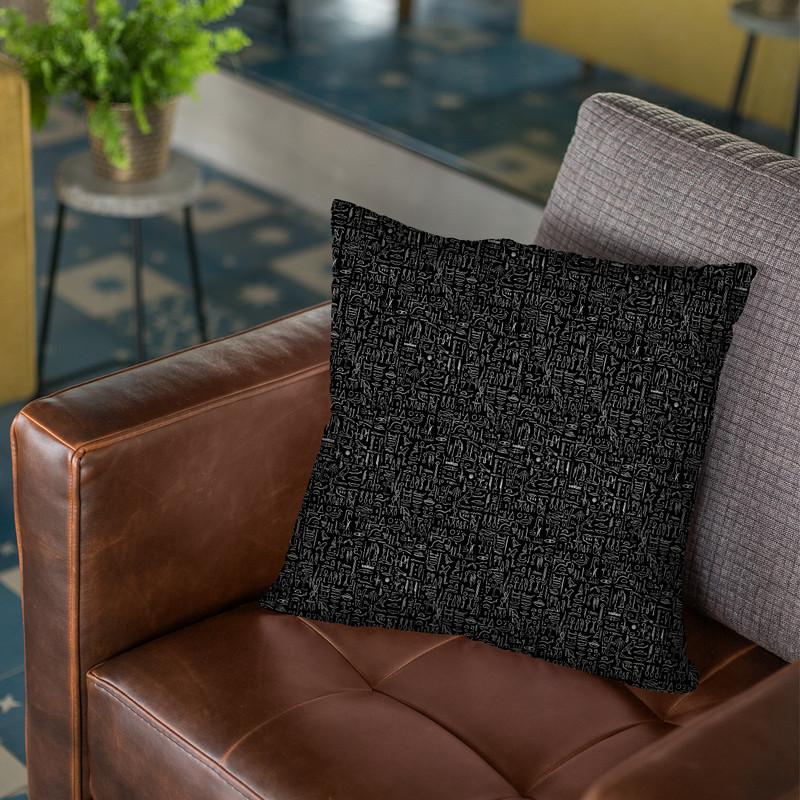 Egyptian Glyphs - Black Throw Pillow By Yantart Designs