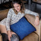 Egyptian Glyphs - Blue Throw Pillow By Yantart Designs