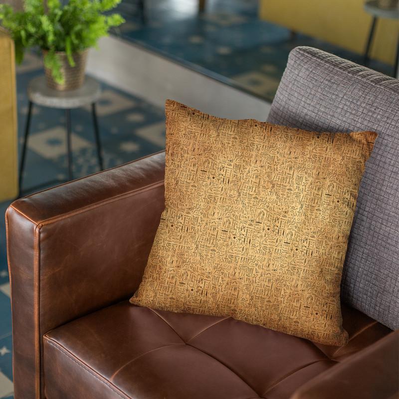 Egyptian Glyphs - Papyrus Throw Pillow By Yantart Designs