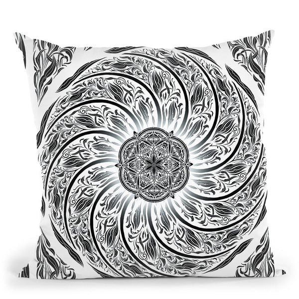 Fibonacci Black Mandala Throw Pillow By Yantart Designs